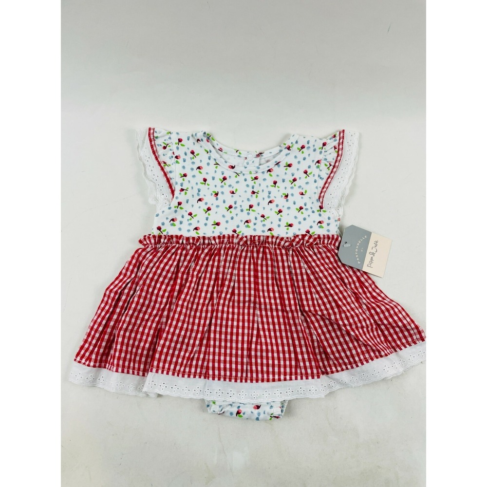 Pastourelle by Pippa & Julie Dress Girls Size 6/9M White Red Floral Ruffles NWT!